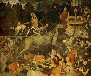 Anonimo detto Maestro del Trionfo della Morte, Il Trionfo della Morte, affresco staccato, Palazzo Abatellis, originariamente a Palazzo Sclafani, Palermo, 1445-1446 circa.